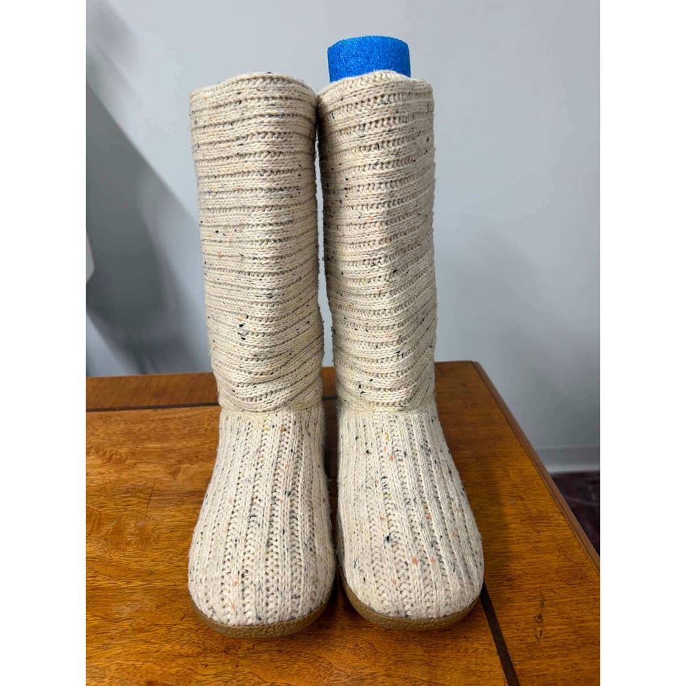 Rocket Dog Sugardaddy Cream Confetti Sweater Knit Faux Shearling Boots Womens 8